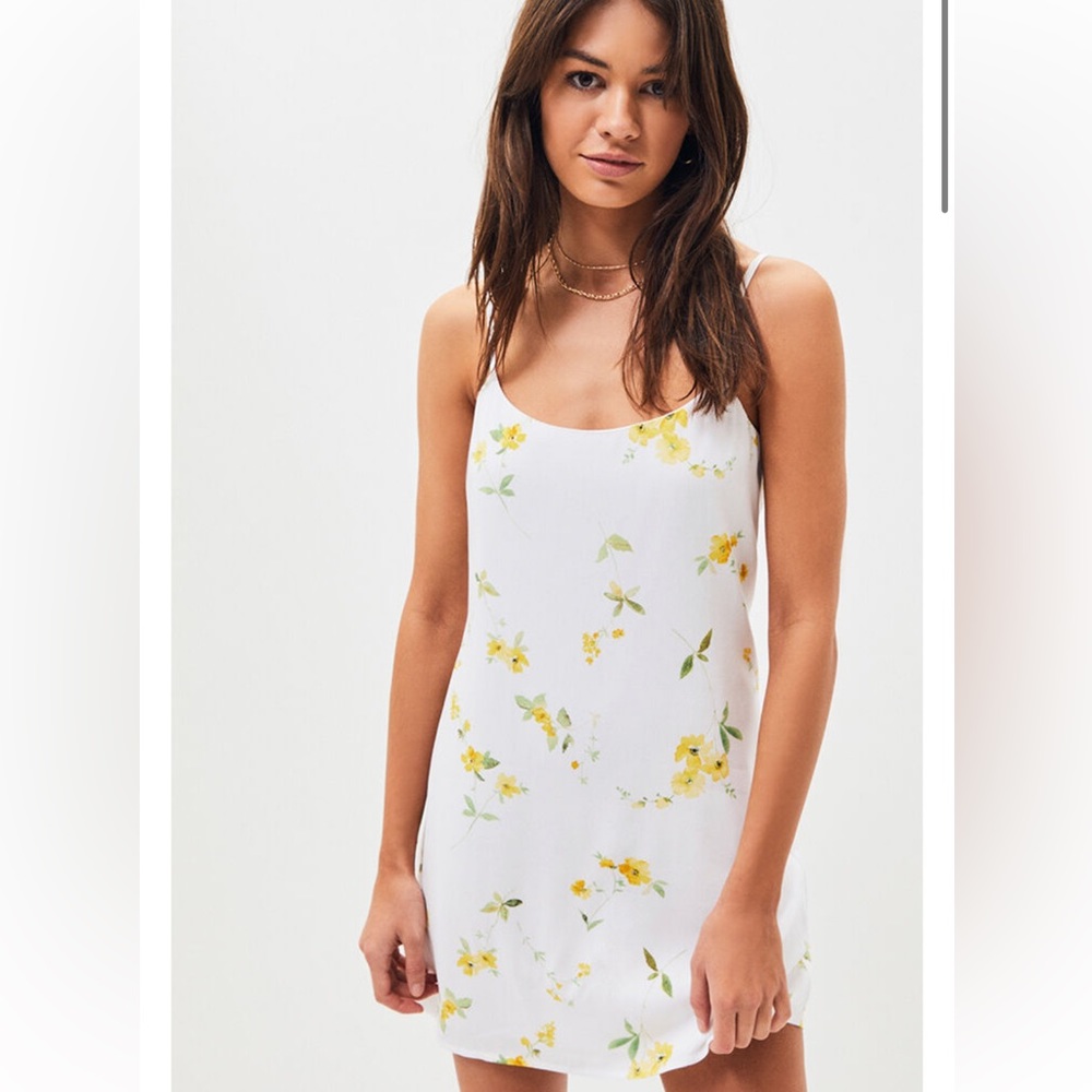 Yellow and white floral mini dress